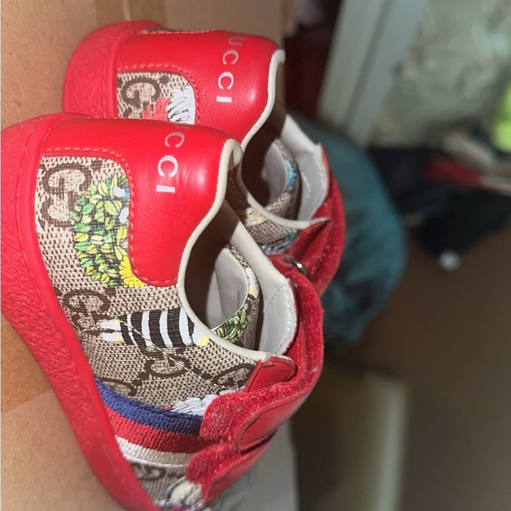 Gucci Red Sneakers with Graphic Yuki Design